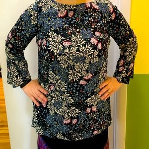 J-Jill black floral tunic, size small.